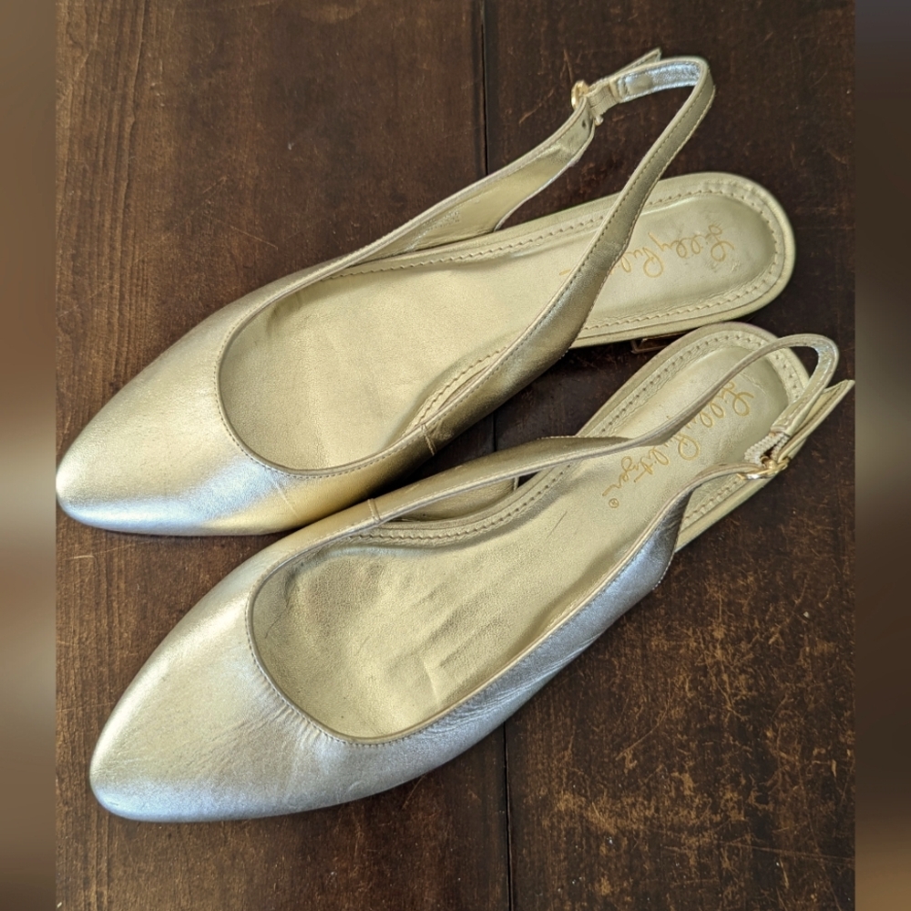 Lily Pulitzer Metallic Gold Slingback Flats Women's 9